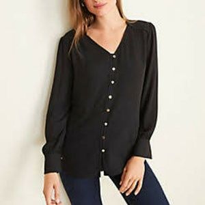 Ann Taylor Silk Button Front Blouse